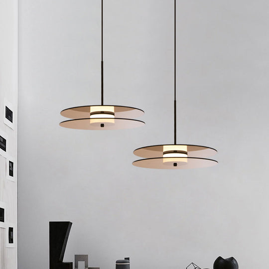 Nordic Glass Disc Pendant Light For Dining Room - Tan 1