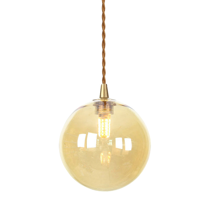 Amber/White/Red Macaron Glass Pendant Light Fixture - 1 Suspension With Rope For Bedroom
