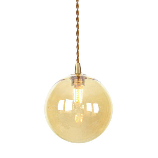 Amber/White/Red Macaron Glass Pendant Light Fixture - 1 Suspension With Rope For Bedroom