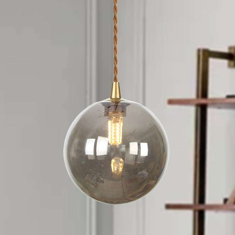 Amber/White/Red Macaron Glass Pendant Light Fixture - 1 Suspension With Rope For Bedroom