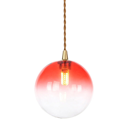 Amber/White/Red Macaron Glass Pendant Light Fixture - 1 Suspension With Rope For Bedroom