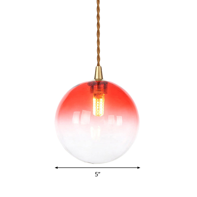 Amber/White/Red Macaron Glass Pendant Light Fixture - 1 Suspension With Rope For Bedroom