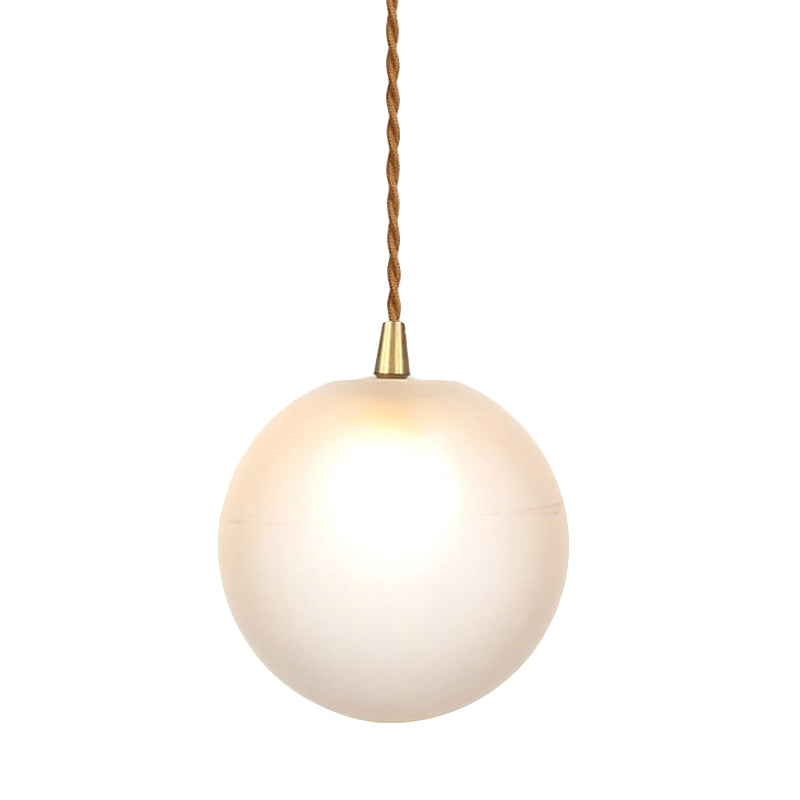 Amber/White/Red Macaron Glass Pendant Light Fixture - 1 Suspension With Rope For Bedroom