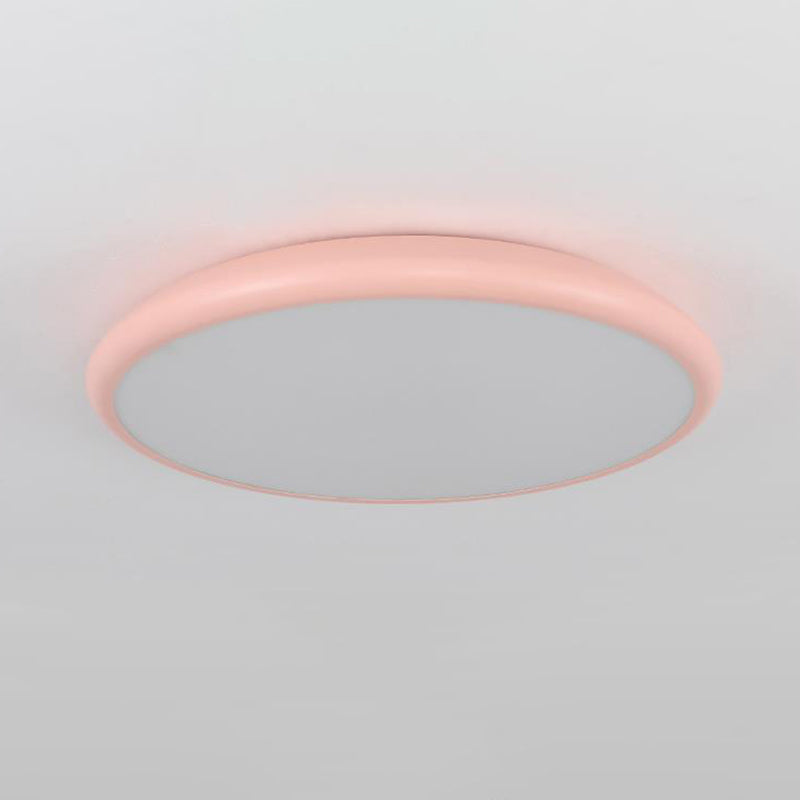Modern Pink Led Ceiling Mounted Fixture Round Acrylic Flush Mount Light In Warm & White