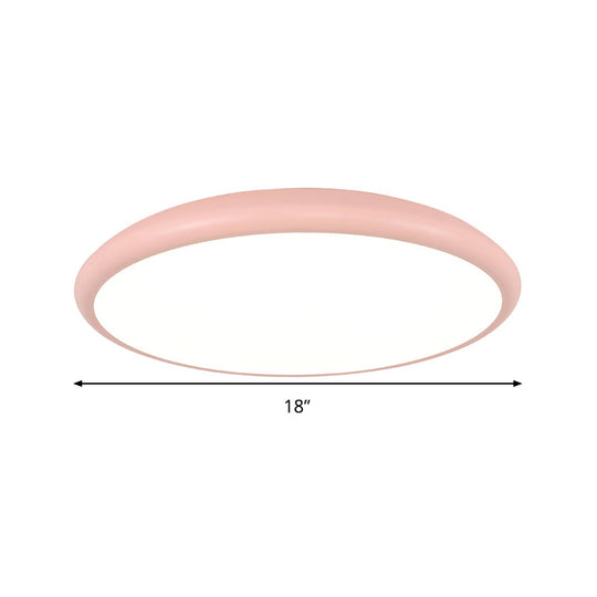 Modern Pink Led Ceiling Mounted Fixture Round Acrylic Flush Mount Light In Warm & White