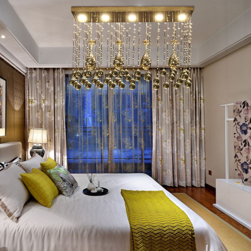 Contemporary Crystal Led Ceiling Mount Light With Chrome Finish In 3 Sizes