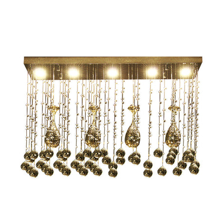 Contemporary Crystal Led Ceiling Mount Light With Chrome Finish In 3 Sizes