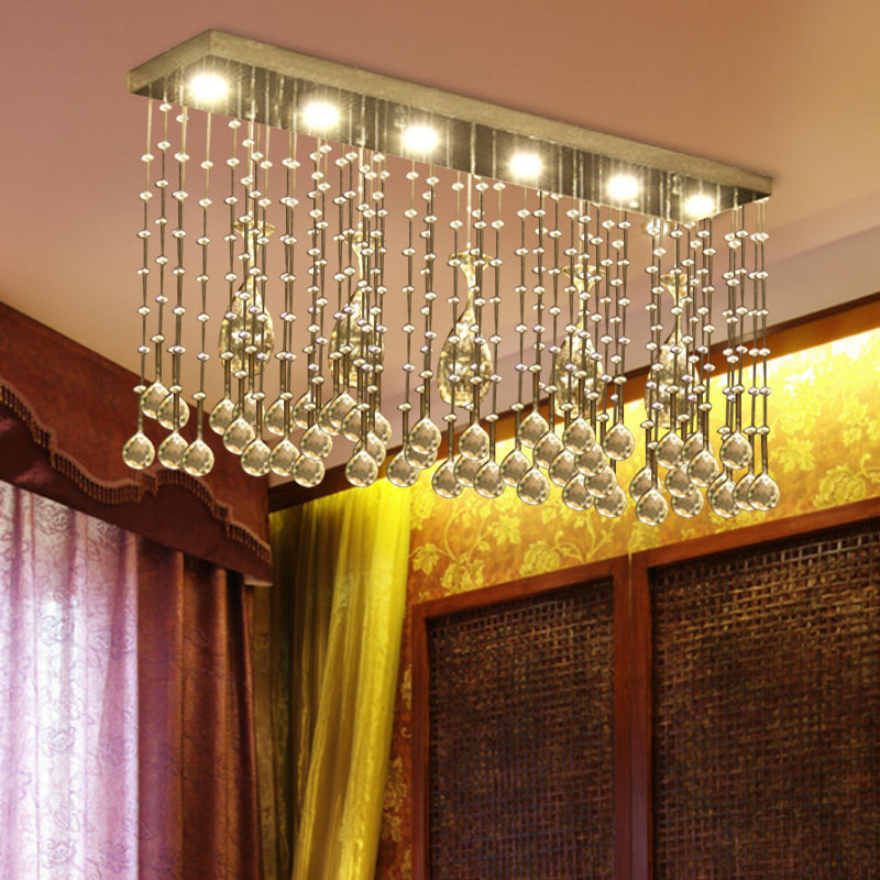 Contemporary Crystal Led Ceiling Mount Light With Chrome Finish In 3 Sizes / 39’