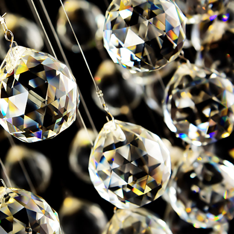 Contemporary Crystal Led Ceiling Mount Light With Chrome Finish In 3 Sizes