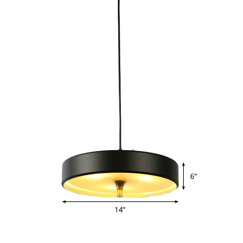 Modern Disk Pendant Light - Blue/White/Black Metal Hanging Lamp For Bedroom