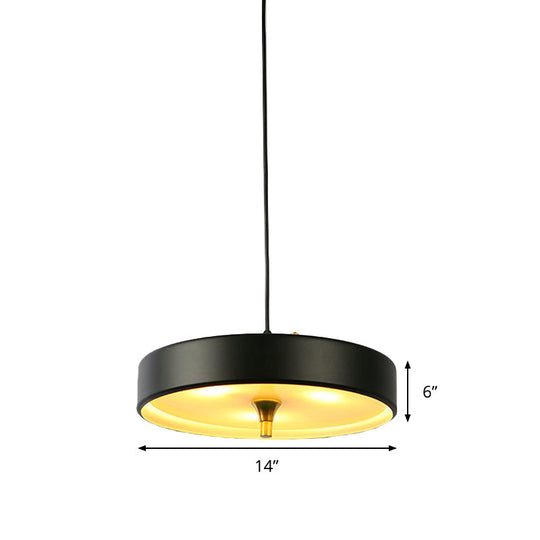 Contemporary Disk Pendant Light - Blue/White/Black Metal Bedroom Hanging Lamp