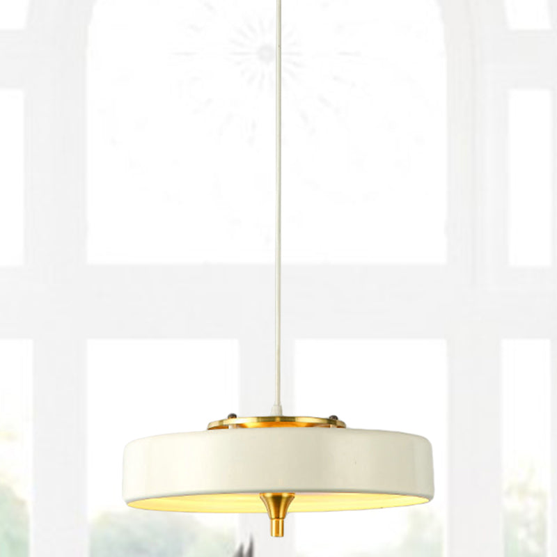 Modern Disk Pendant Light - Blue/White/Black Metal Hanging Lamp For Bedroom