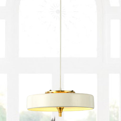 Contemporary Disk Pendant Light - Blue/White/Black Metal Bedroom Hanging Lamp