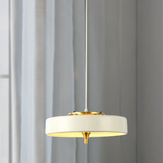 Modern Disk Pendant Light - Blue/White/Black Metal Hanging Lamp For Bedroom