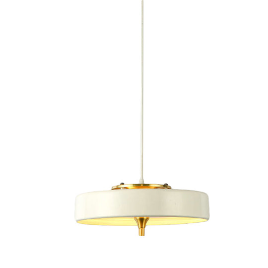 Modern Disk Pendant Light - Blue/White/Black Metal Hanging Lamp For Bedroom