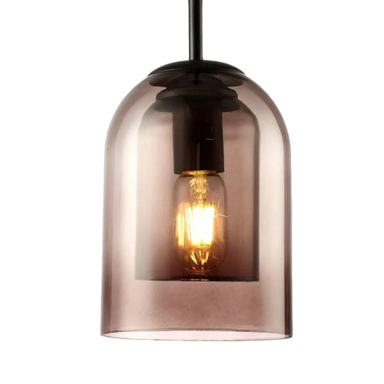 Smoke Gray Glass Pendant Lamp - Modern Hanging Light For Dining Room