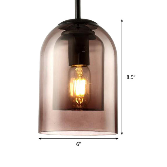 Smoke Gray Glass Pendant Lamp - Modern Hanging Light For Dining Room