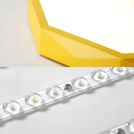 Minimal Led Octagon Flush Mount Lighting Fixture In Pink/Yellow/Blue - Warm/White Light 16.5/20.5