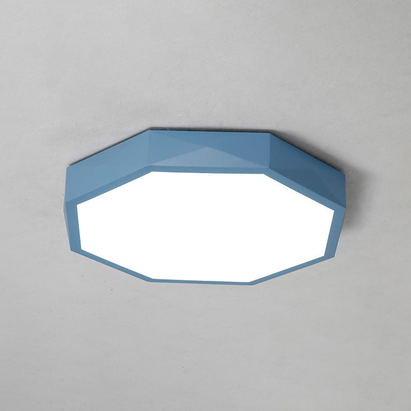 Minimal Led Octagon Flush Mount Lighting Fixture In Pink/Yellow/Blue - Warm/White Light 16.5’/20.5