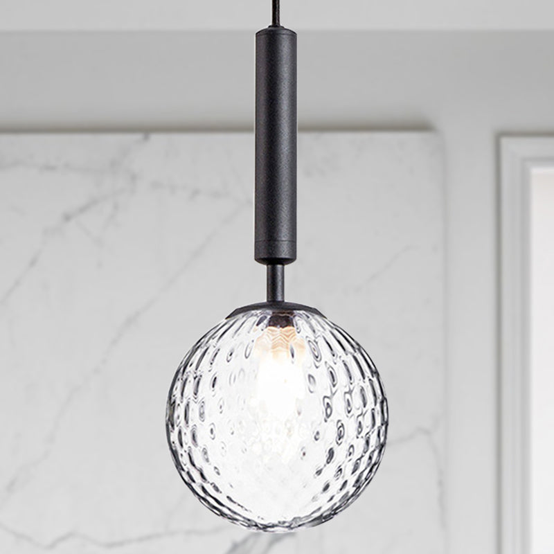 Modern Clear Prism Glass Pendant Light - 1 Head Hanging Lamp In Black/Brass