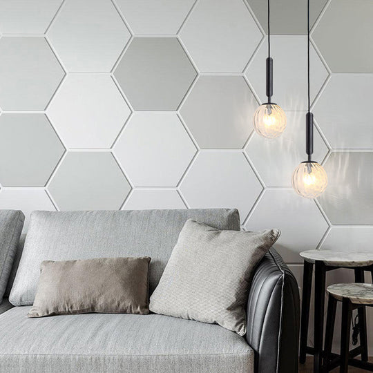 Modern Clear Prism Glass Pendant Light - 1 Head Hanging Lamp In Black/Brass