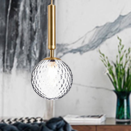 Clear Prism Glass Pendant Lamp - Modern Hanging Light Kit (1 Head) In Black/Brass