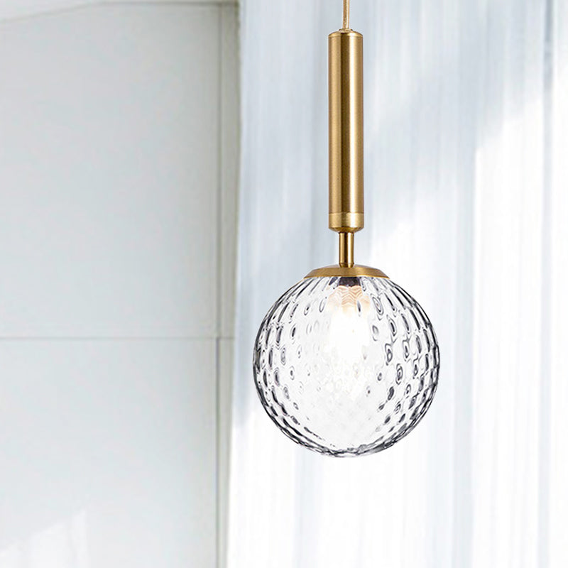 Modern Clear Prism Glass Pendant Light - 1 Head Hanging Lamp In Black/Brass