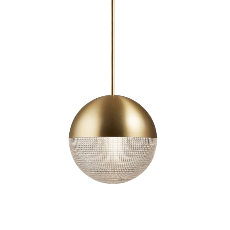 Contemporary Clear Prismatic Glass Ball Hanging Lamp - 1-Bulb Pendant Ceiling Light Black/Gold