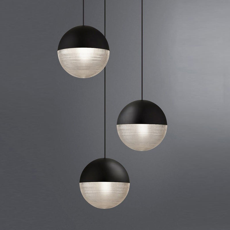 Contemporary Clear Prismatic Glass Ball Hanging Lamp - 1-Bulb Pendant Ceiling Light Black/Gold