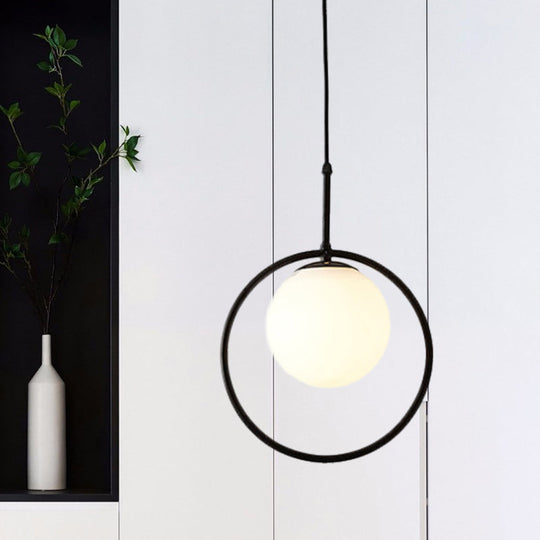 White Glass Modern Sphere Pendant Light - Perfect For Bedroom Ceiling