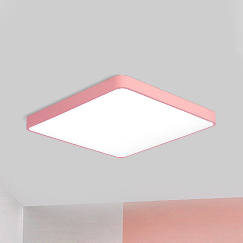 Modern Metal Led Flush Mount Ceiling Lamp In Pink Warm/White Light (19.5’/25.5’ Long) / 19.5’ Warm