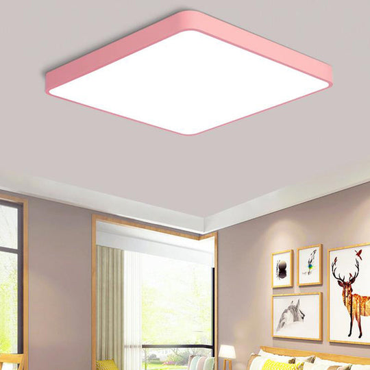 Modern Metal Led Flush Mount Ceiling Lamp In Pink Warm/White Light (19.5/25.5 Long)