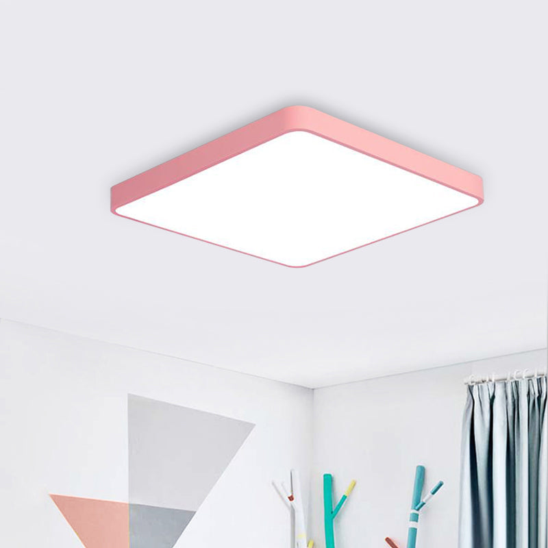 Modern Metal Led Flush Mount Ceiling Lamp In Pink Warm/White Light (19.5’/25.5’ Long)