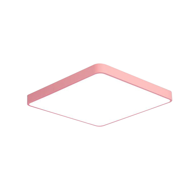 Modern Metal Led Flush Mount Ceiling Lamp In Pink Warm/White Light (19.5’/25.5’ Long)