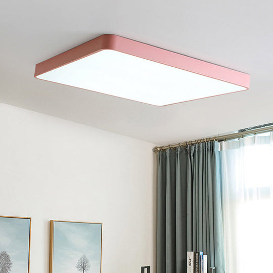 Modern Metal Led Flush Mount Ceiling Lamp In Pink Warm/White Light (19.5/25.5 Long) / 25.5 Warm