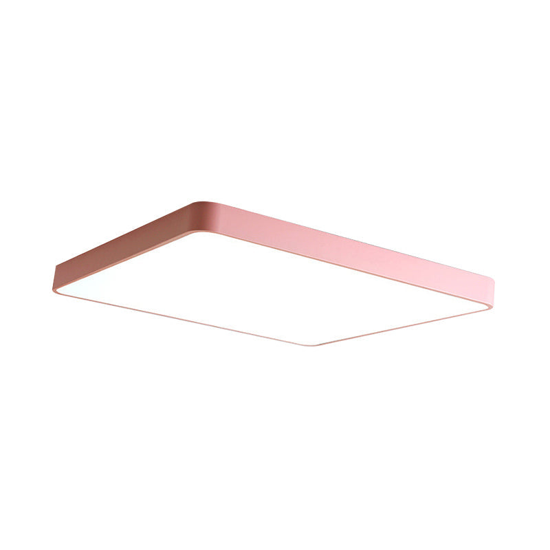 Modern Metal Led Flush Mount Ceiling Lamp In Pink Warm/White Light (19.5/25.5 Long)