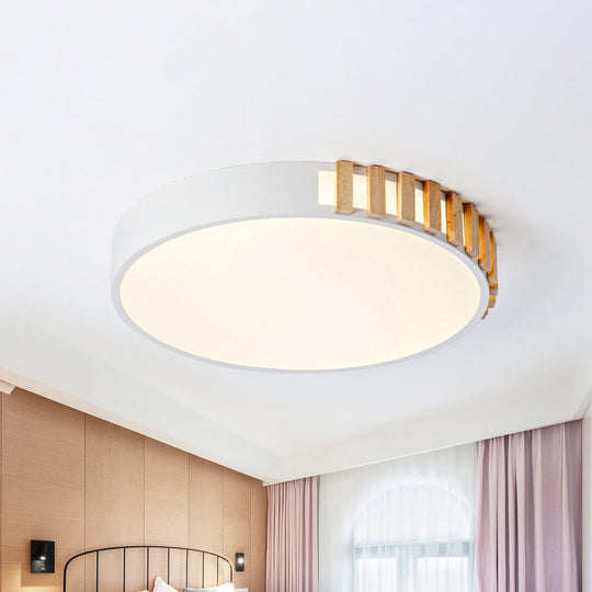 Nordic Led White Flushmount Ceiling Lamp - 16’/19.5’ Metal Ring Mount For Living Room