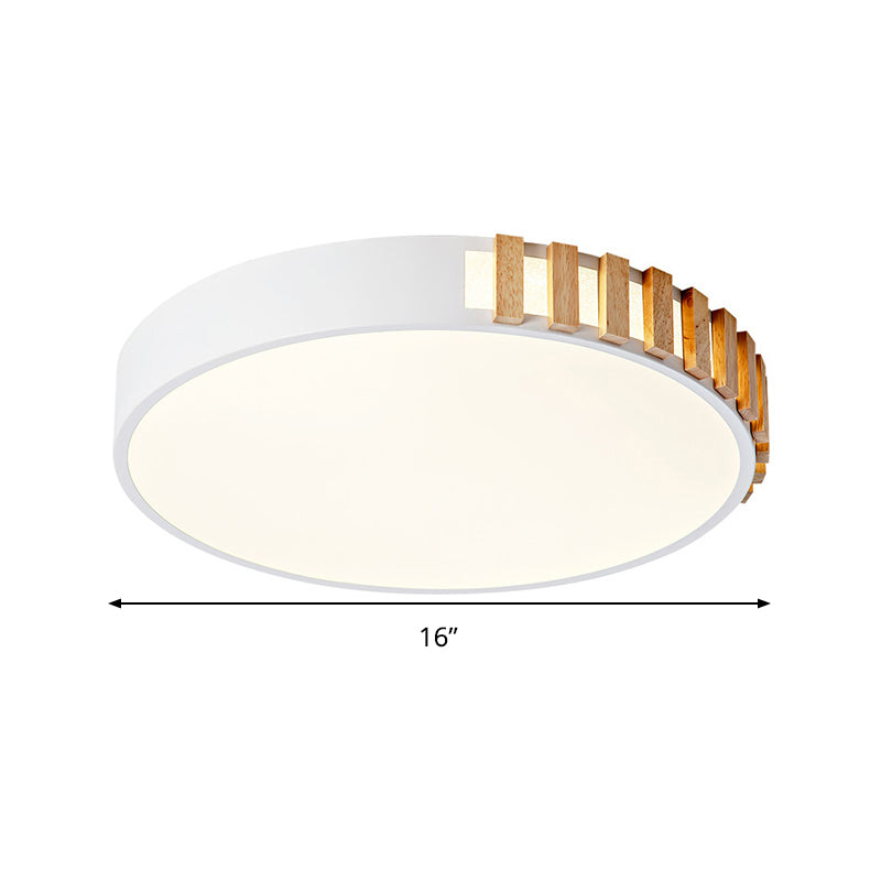 Nordic Led White Flushmount Ceiling Lamp - 16’/19.5’ Metal Ring Mount For Living Room