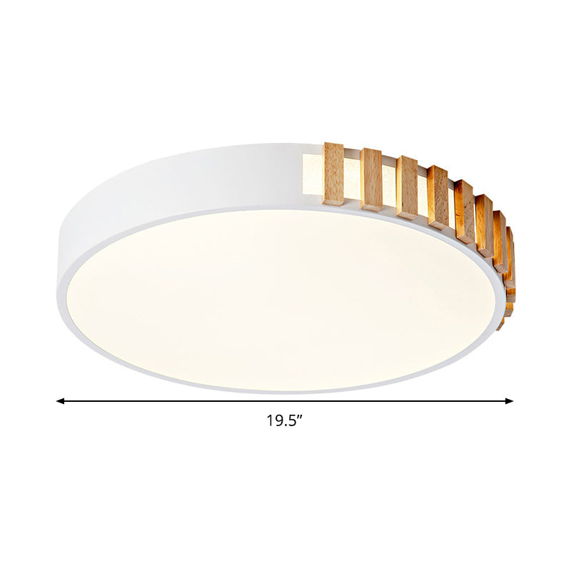 Nordic Led White Flushmount Ceiling Lamp - 16/19.5 Metal Ring Mount For Living Room
