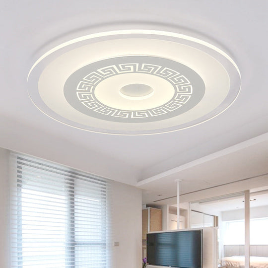 Chinese Style Ultrathin White Disc Led Flush Lamp - 16/19.5/23.5 W Acrylic Ceiling Mount Warm/White