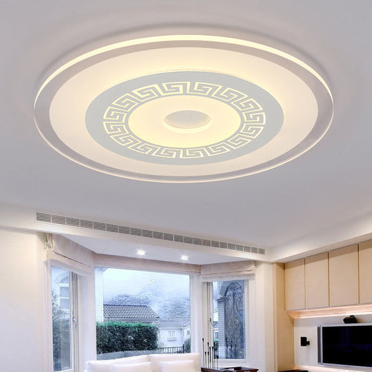 Chinese Style Ultrathin White Disc Led Flush Lamp - 16/19.5/23.5 W Acrylic Ceiling Mount Warm/White