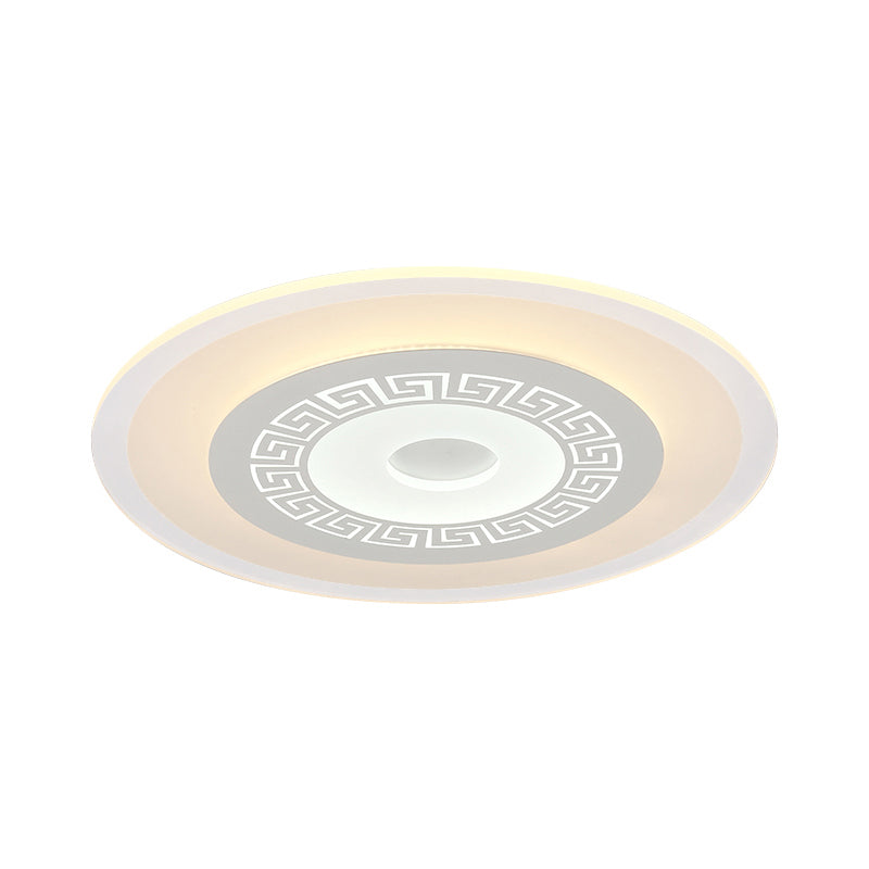 Chinese Style Ultrathin White Disc Led Flush Lamp - 16’/19.5’/23.5’ W Acrylic Ceiling Mount