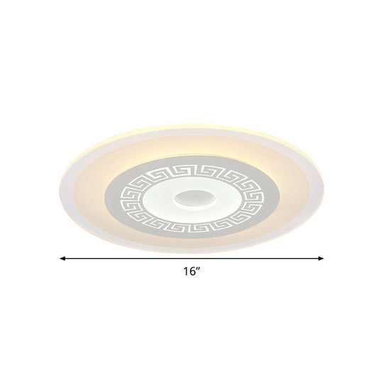 Chinese Style Ultrathin White Disc Led Flush Lamp - 16’/19.5’/23.5’ W Acrylic Ceiling Mount