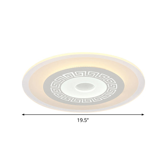 Chinese Style Ultrathin White Disc Led Flush Lamp - 16/19.5/23.5 W Acrylic Ceiling Mount Warm/White