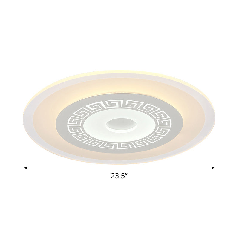 Chinese Style Ultrathin White Disc Led Flush Lamp - 16’/19.5’/23.5’ W Acrylic Ceiling Mount