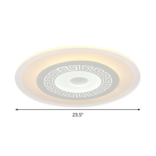 Chinese Style Ultrathin White Disc Led Flush Lamp - 16’/19.5’/23.5’ W Acrylic Ceiling Mount