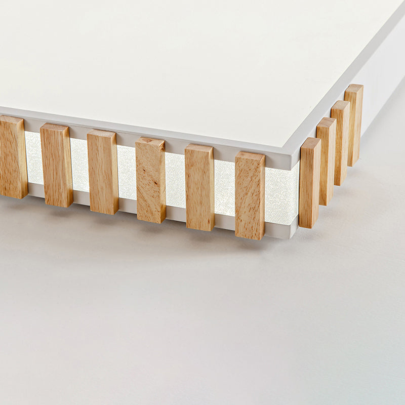 Nordic Style Led Metal Flush Mount Ceiling Lamp For Living Room - White Rectangular Fixture