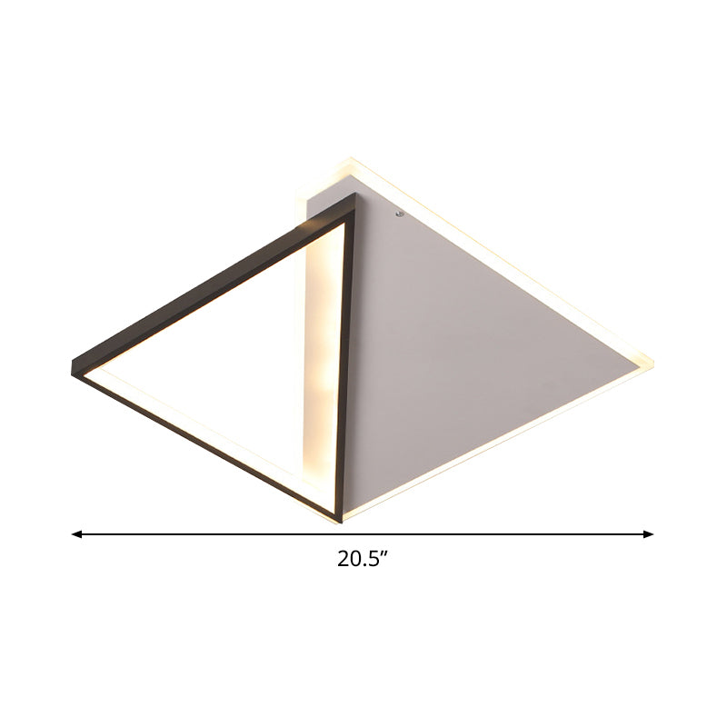 16.5’/20.5’ Led Ceiling Flush Light Metallic Black And White Rhombus Indoor Lighting Warm/White