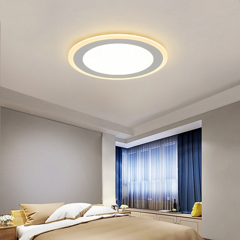 Minimalist Round Flush Mount Led Ceiling Light - Super Thin White Acrylic Warm/White 16’/20.5’