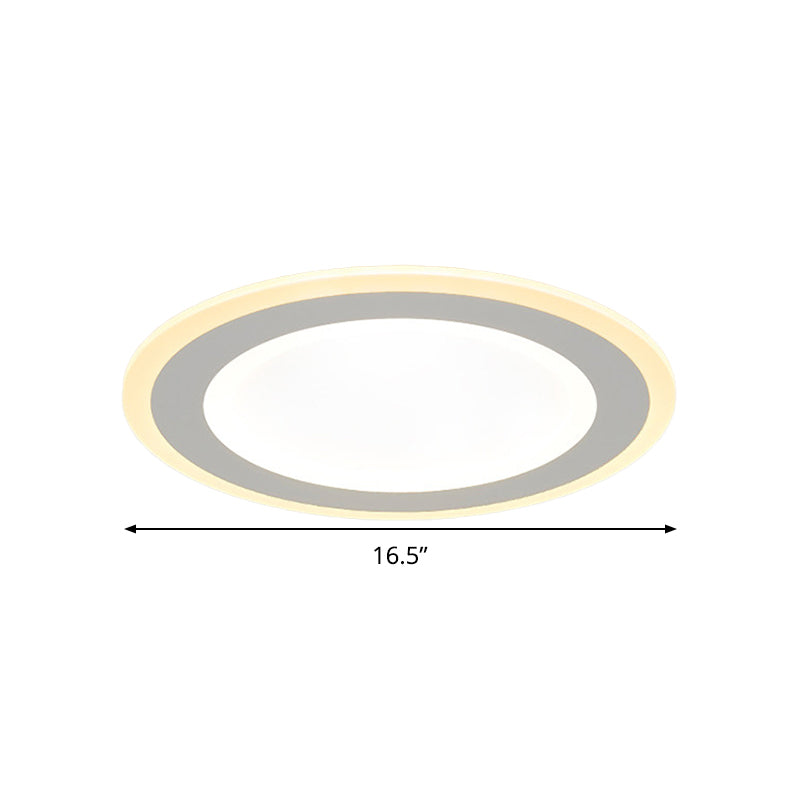 Minimalist Round Flush Mount Led Ceiling Light - Super Thin White Acrylic Warm/White 16/20.5